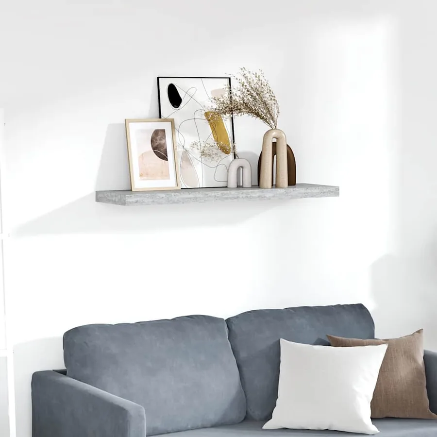 Étagère murale flottante Gris béton 90x23,5x3,8 cm MDF