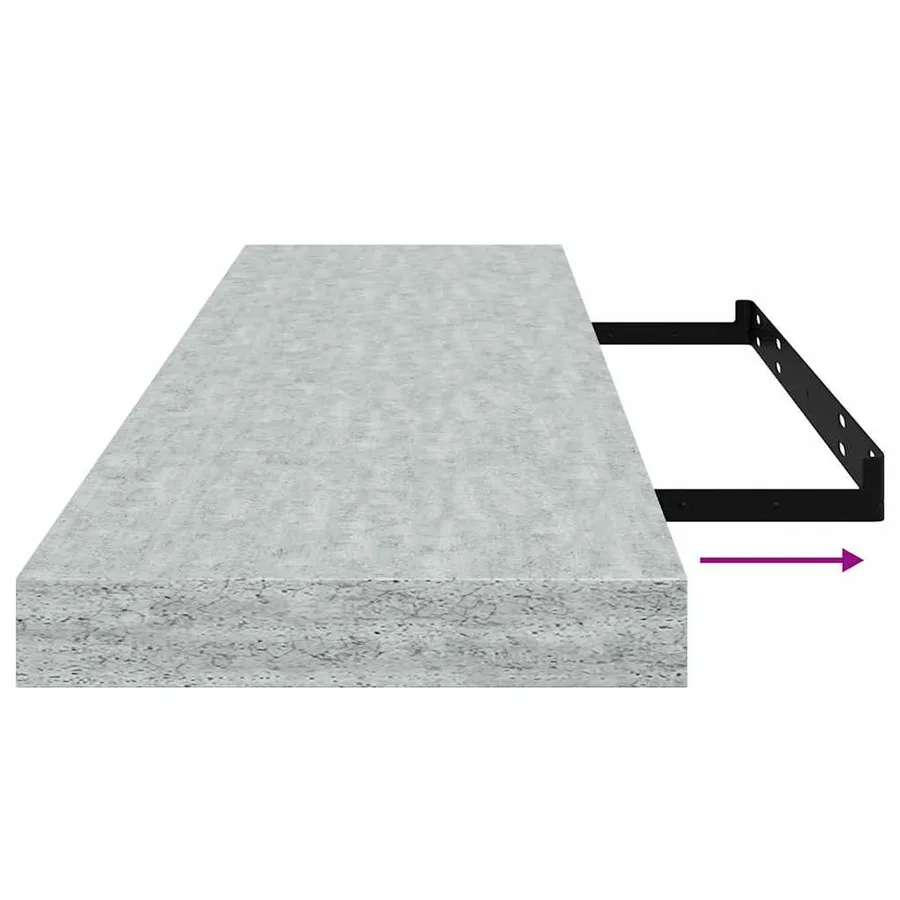 Étagère murale flottante Gris béton 90x23,5x3,8 cm MDF - 10