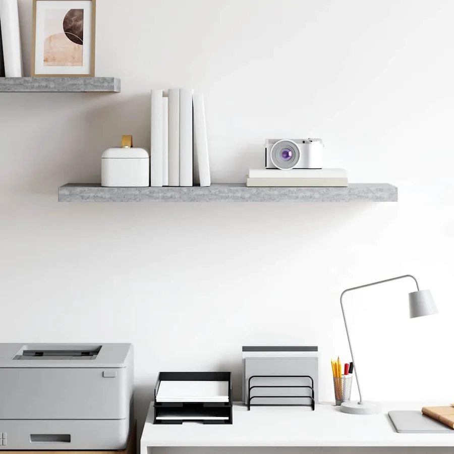 Étagère murale flottante Gris béton 90x23,5x3,8 cm MDF - 3
