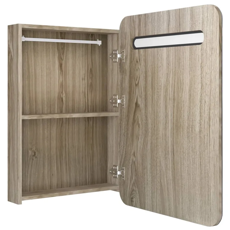Armoire de salle de bain à miroir LED chêne 60x11x80 cm - 5