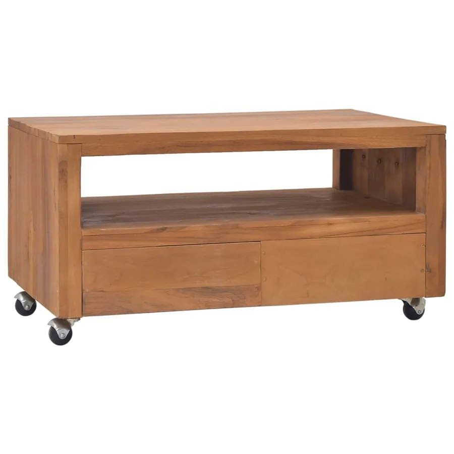 Meuble TV avec roues 80x50x42 cm Bois de teck solide