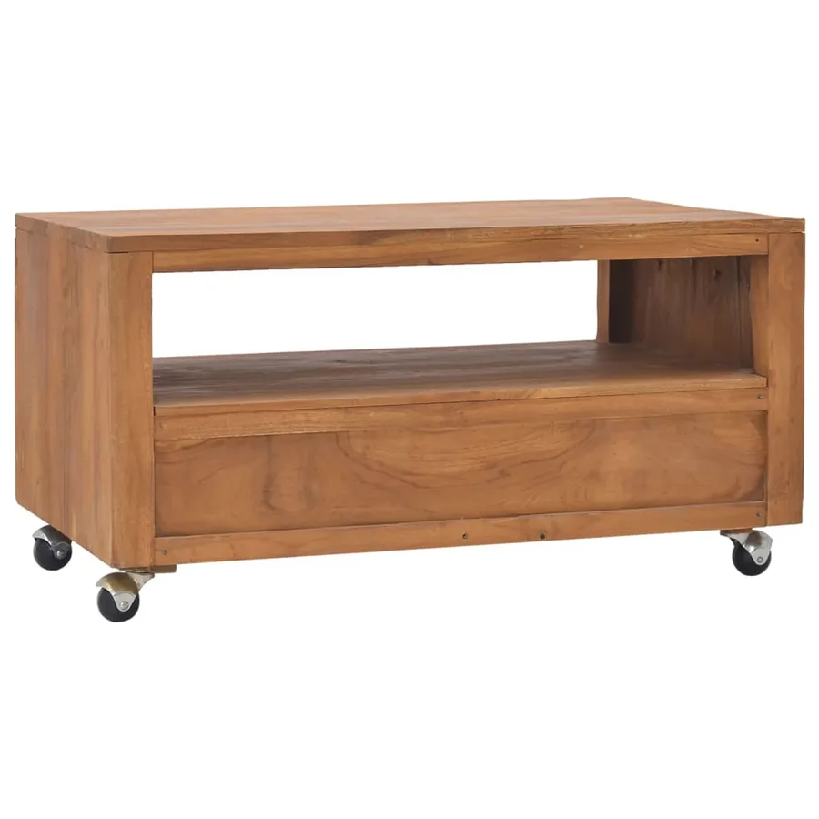 Meuble TV avec roues 80x50x42 cm Bois de teck solide - 3