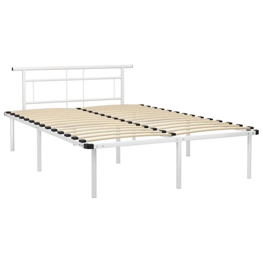 Cadre de lit sans matelas blanc métal 140x200 cm - 2