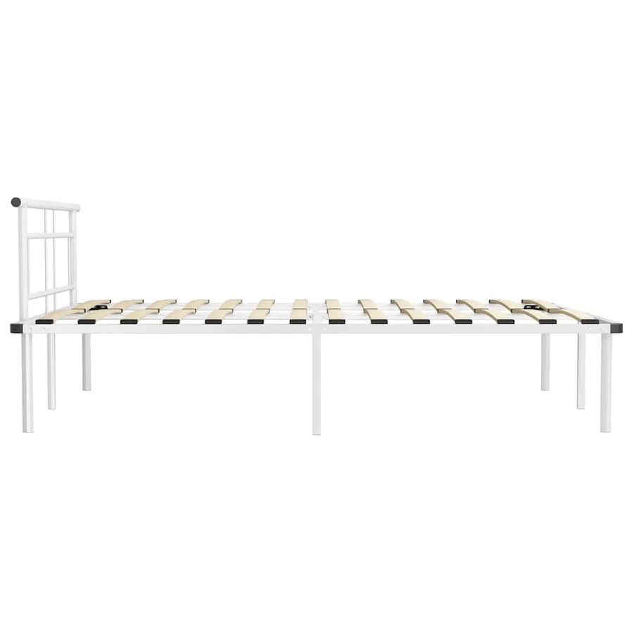 Cadre de lit sans matelas blanc métal 140x200 cm - 4