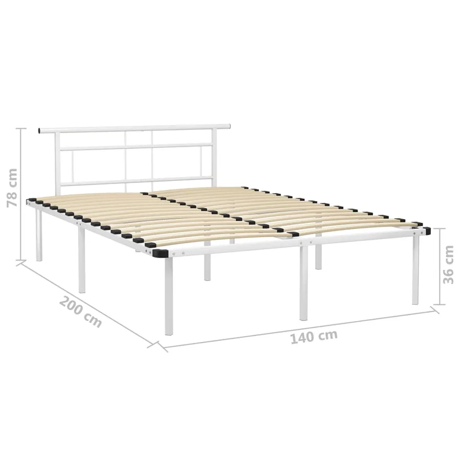 Cadre de lit sans matelas blanc métal 140x200 cm - 6