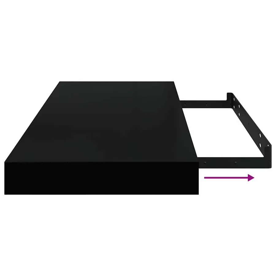 Étagère murale flottante 2 pcs Noir brillant 60x23,5x3,8 cm MDF - 11