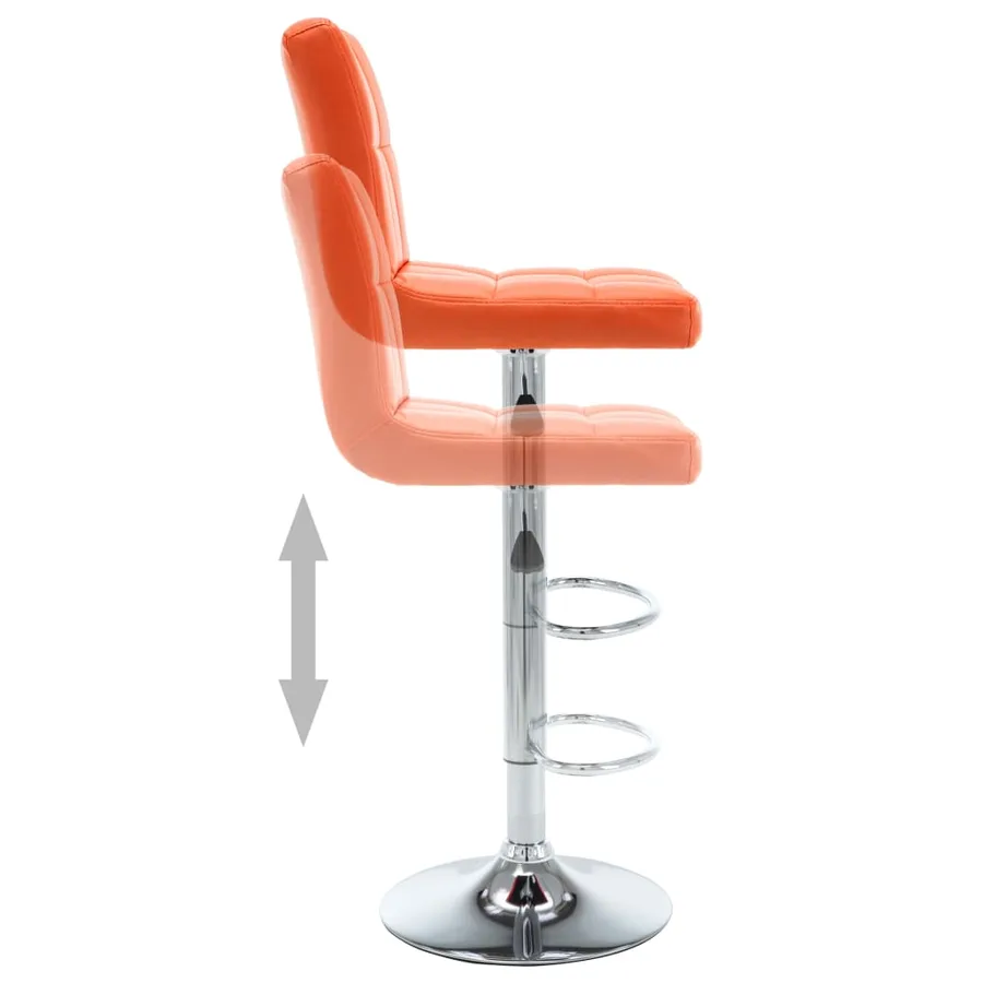 Tabourets de bar lot de 2 orange similicuir - 4