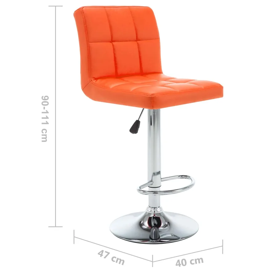 Tabourets de bar lot de 2 orange similicuir - 8