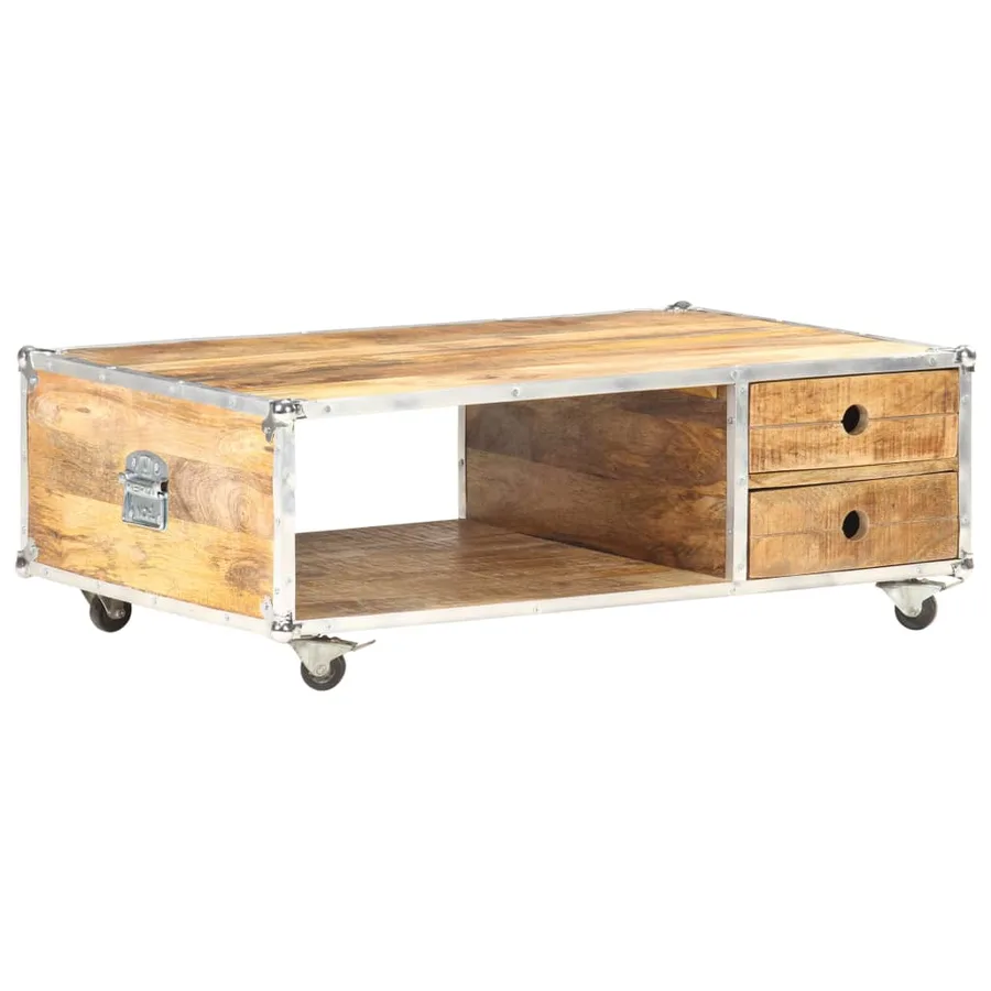Table basse 89x59x33 cm Bois massif de manguier brut - 10