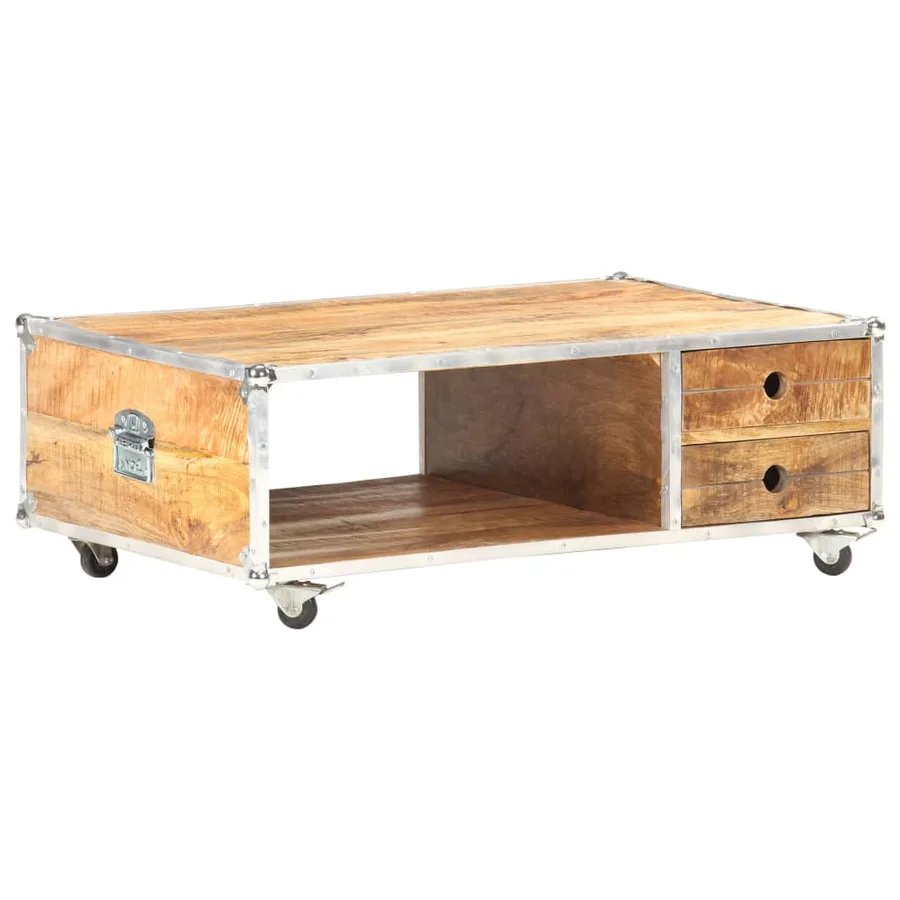 Table basse 89x59x33 cm Bois massif de manguier brut - 11
