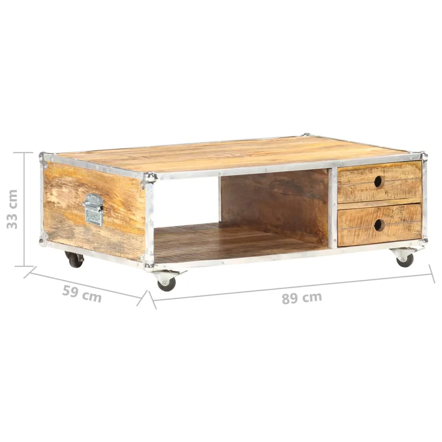 Table basse 89x59x33 cm Bois massif de manguier brut - 7