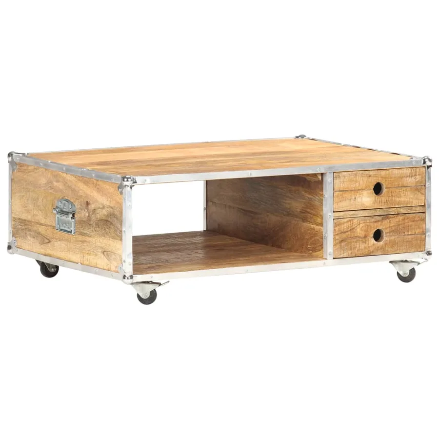 Table basse 89x59x33 cm Bois massif de manguier brut - 8