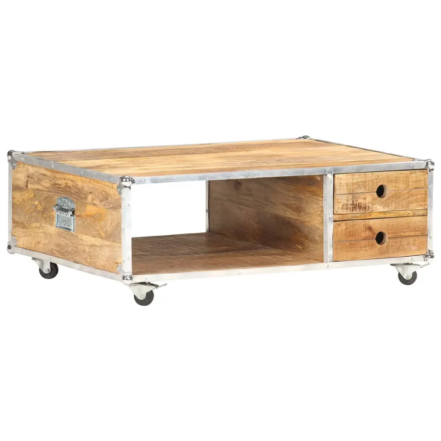 Table basse 89x59x33 cm Bois massif de manguier brut - 9