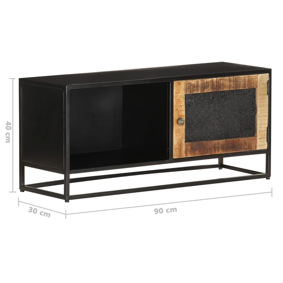 Meuble TV 90x30x40 cm Bois de manguier brut - 6