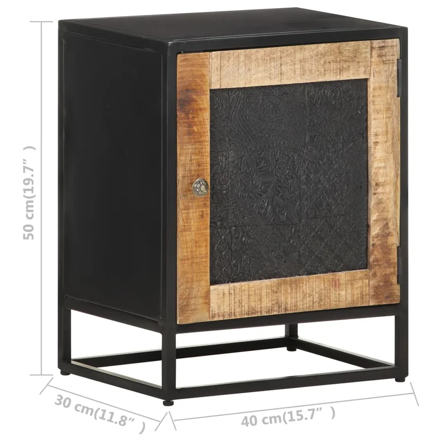 Table de chevet 40x30x50 cm Bois de manguier brut - 6