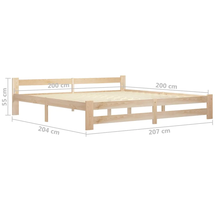 Cadre de lit sans matelas bois massif de pin 200x200 cm - 5