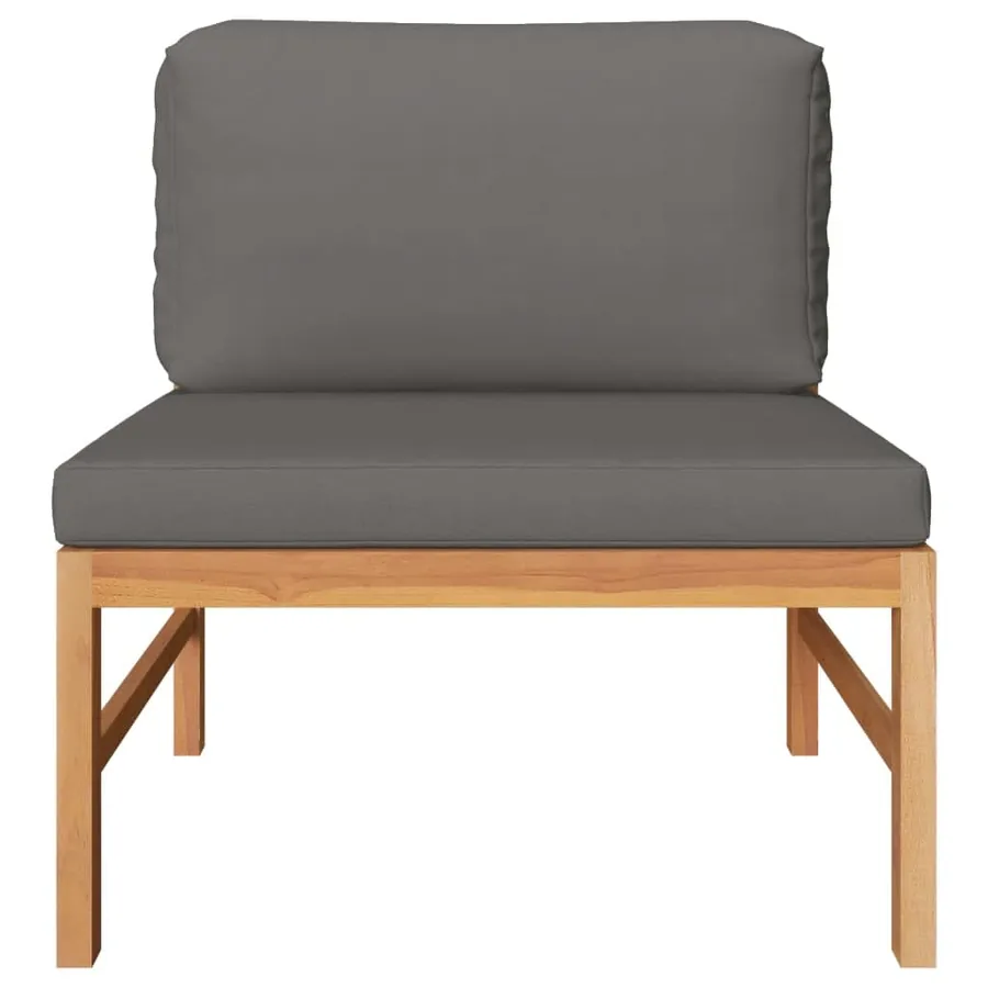 Salon de jardin 2 pcs avec coussins gris foncé Bois de teck - 3