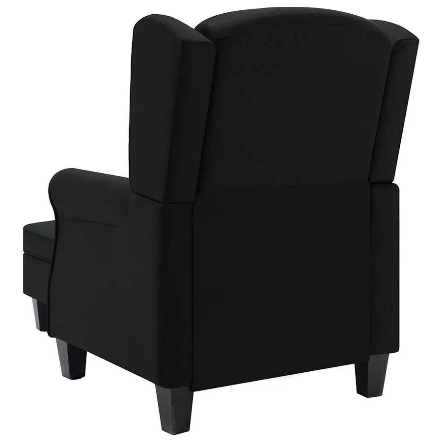 Fauteuil avec repose-pied Noir Tissu - 5