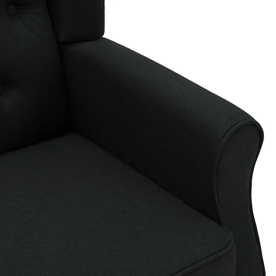 Fauteuil avec repose-pied Noir Tissu - 6