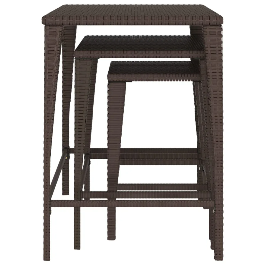 Tables gigognes 3 pcs marron résine tressée - 6