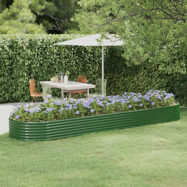 Lit surélevé de jardin Acier galvanisé 396x100x36cm Vert