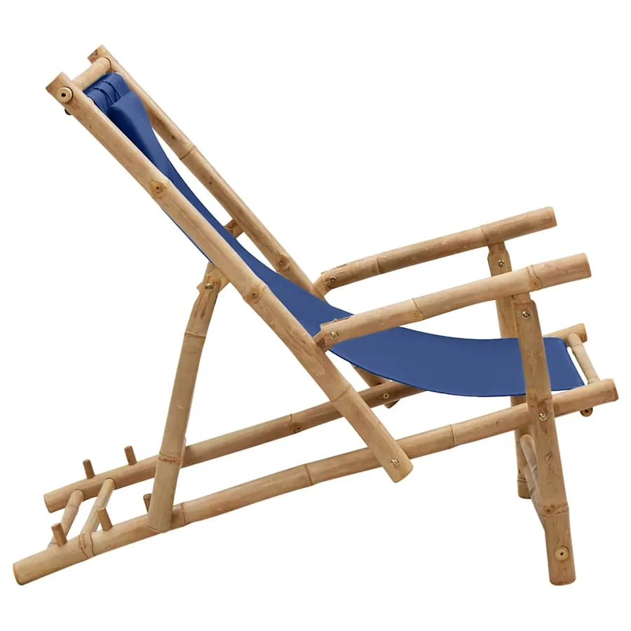 Chaise de terrasse Bambou et toile Bleu marine - 3