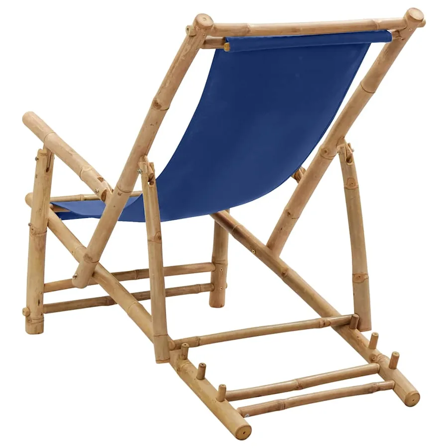 Chaise de terrasse Bambou et toile Bleu marine - 5