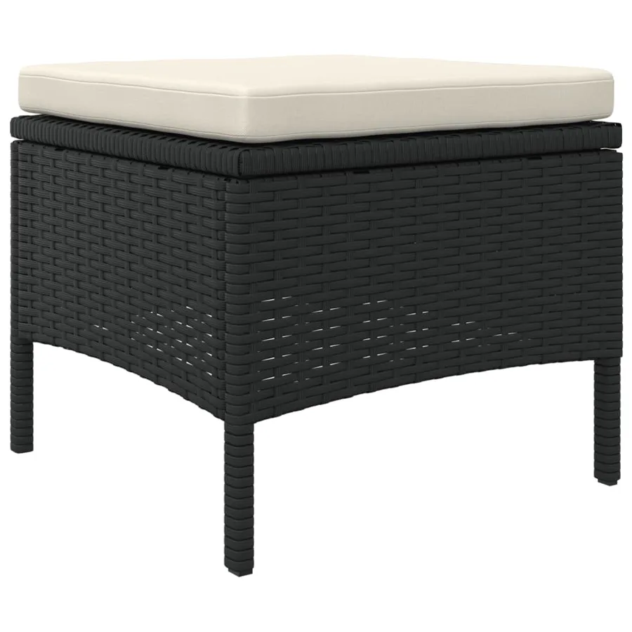 Canapé de jardin 2 places avec table et tabourets noir rotin - 7