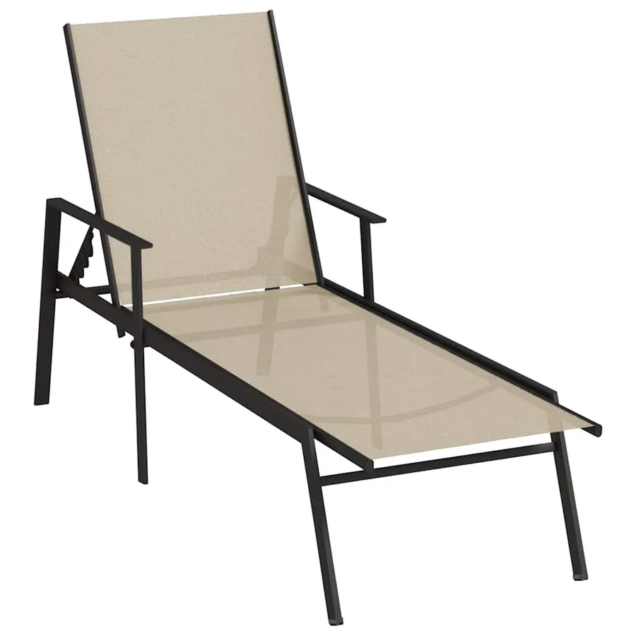 Chaise longue acier et tissu textilène crème - 2
