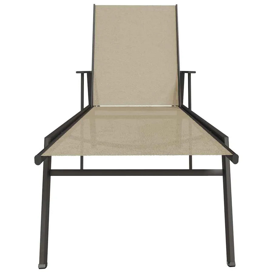 Chaise longue acier et tissu textilène crème - 3