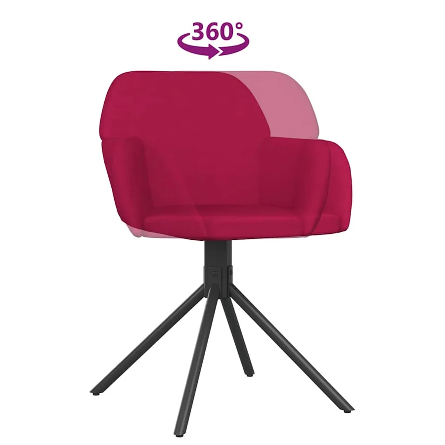 Chaises pivotantes à manger lot de 2 Rouge bordeaux Velours - 7