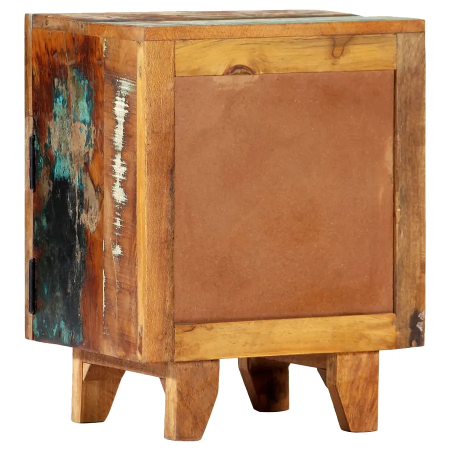 Table de chevet sculptée à la main 40x30x50cm Bois récupération - 4