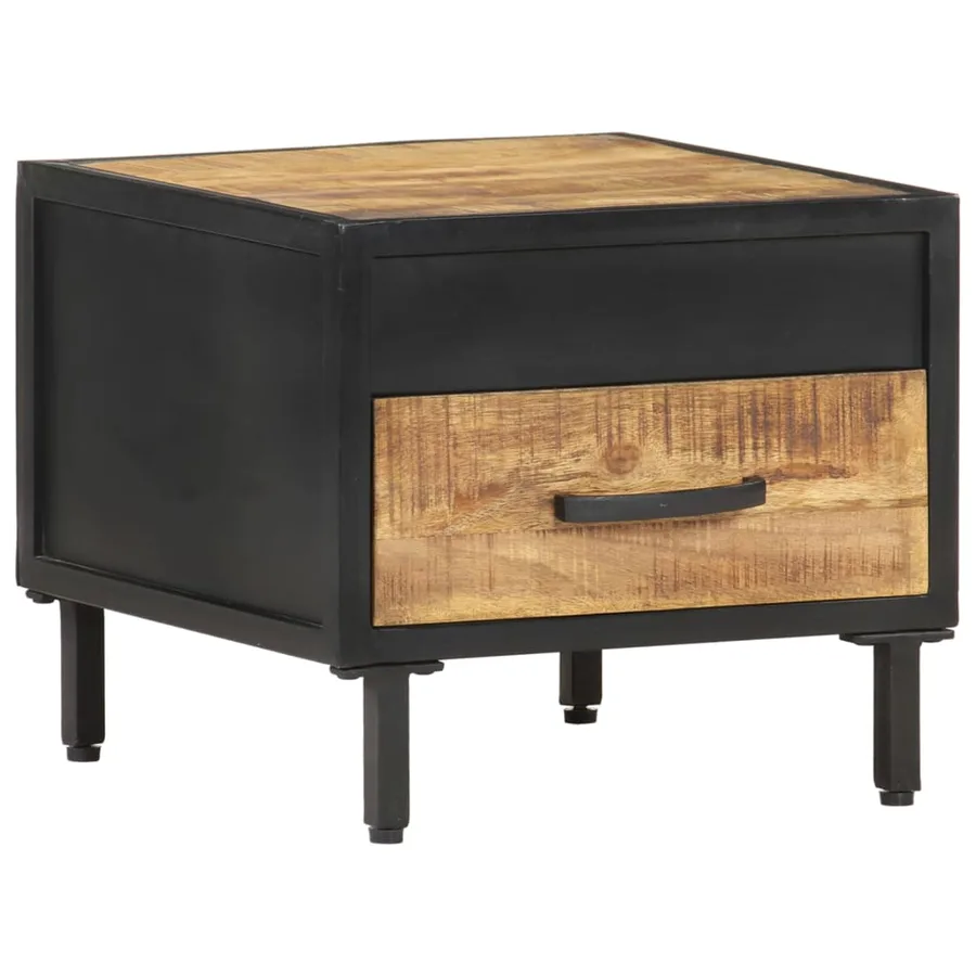 Table de chevet 40x40x35 cm Bois de manguier brut - 10