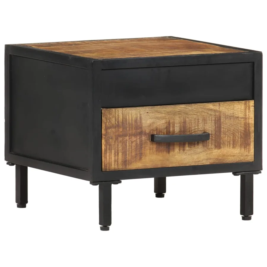 Table de chevet 40x40x35 cm Bois de manguier brut - 12