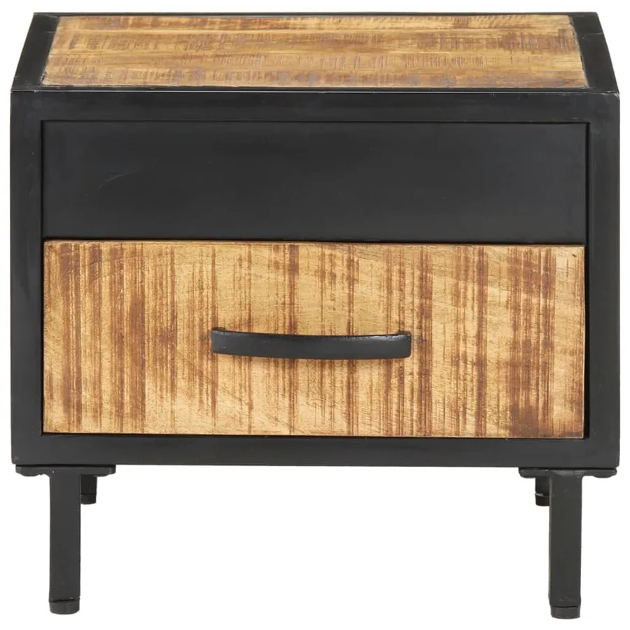 Table de chevet 40x40x35 cm Bois de manguier brut - 2
