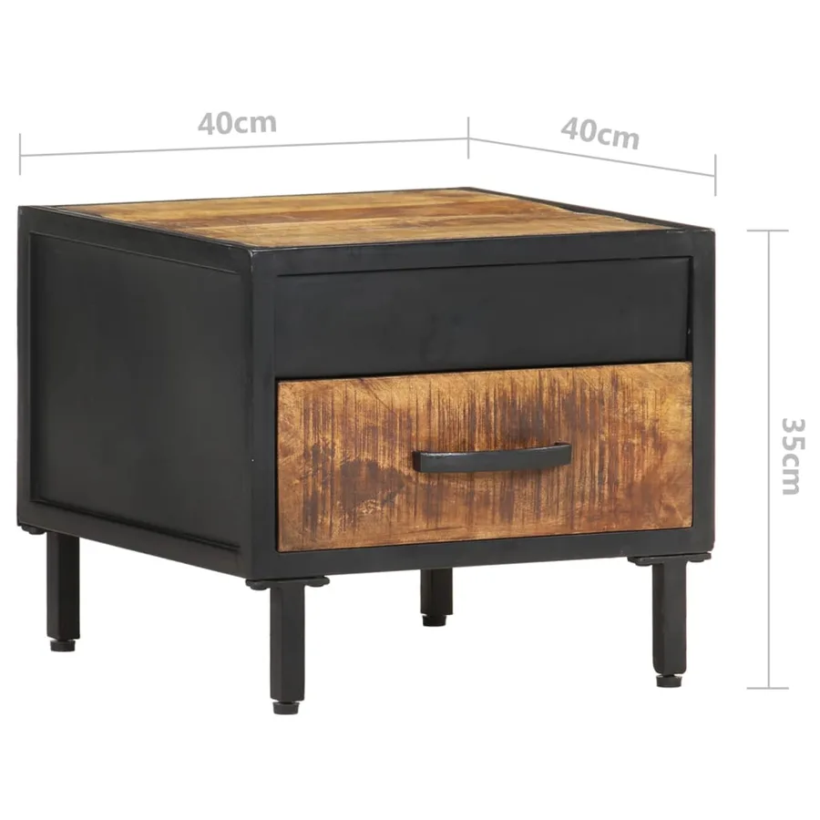 Table de chevet 40x40x35 cm Bois de manguier brut - 8
