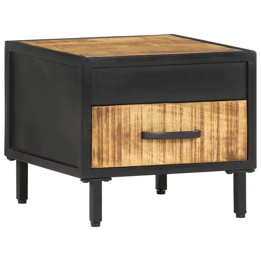Table de chevet 40x40x35 cm Bois de manguier brut - 9