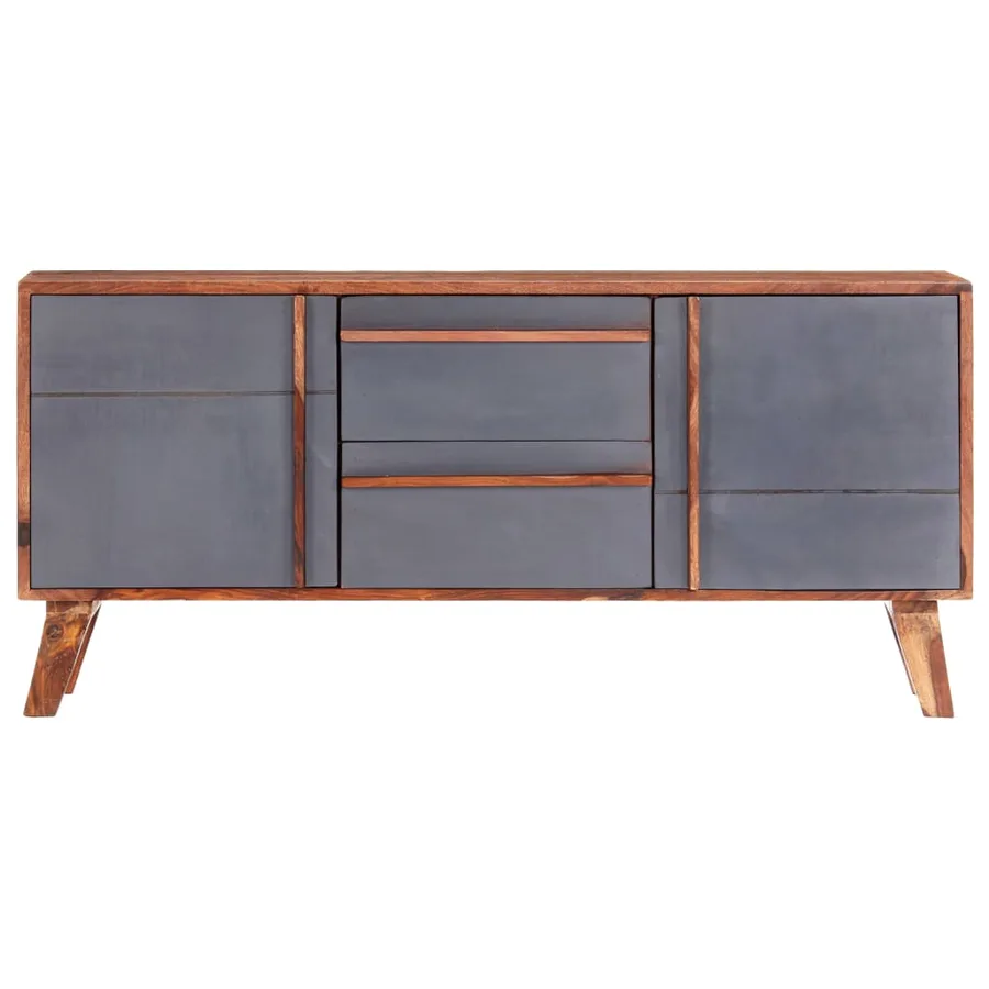 Buffet gris 120x30x55 cm bois massif - 3