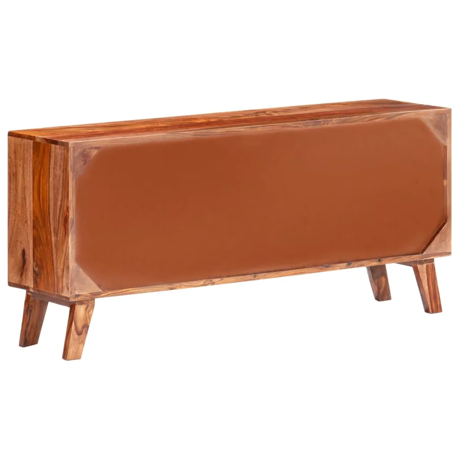 Buffet gris 120x30x55 cm bois massif - 4