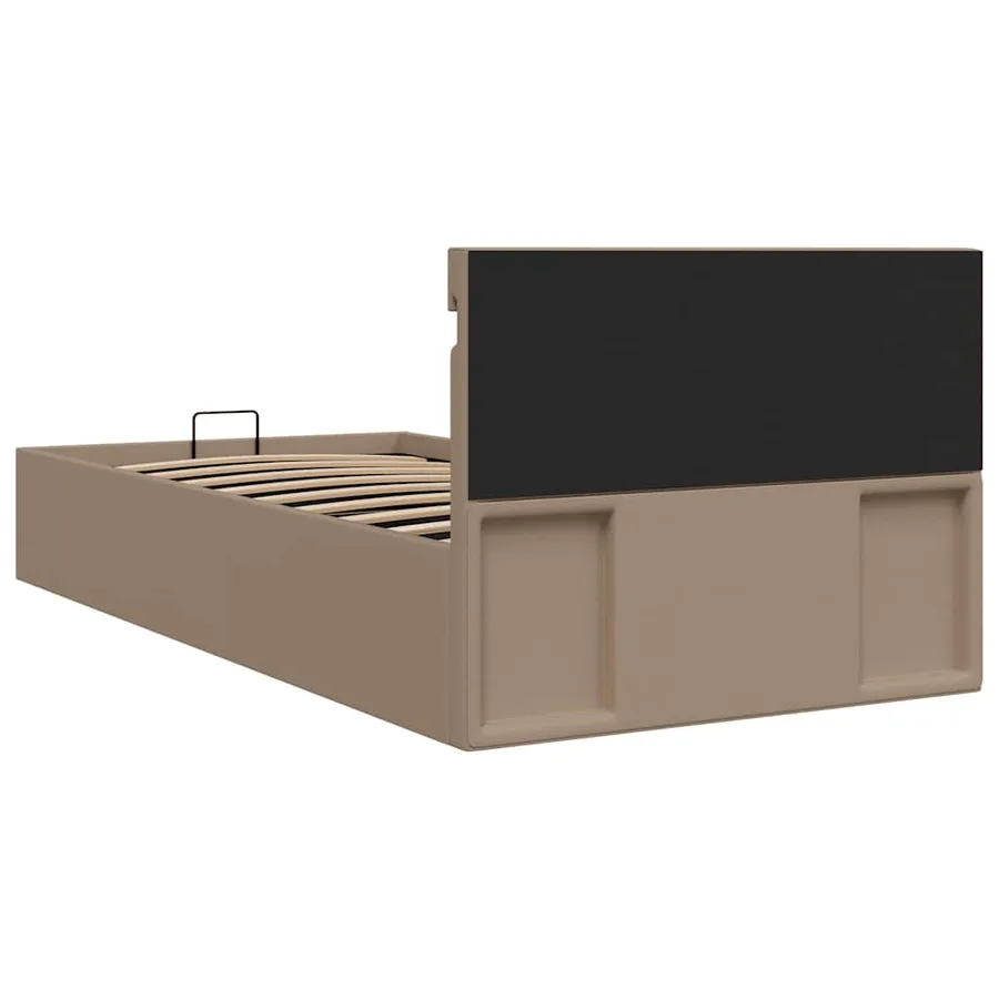 Cadre de lit à rangement et LED Cappuccino Similicuir 100x200cm - 8