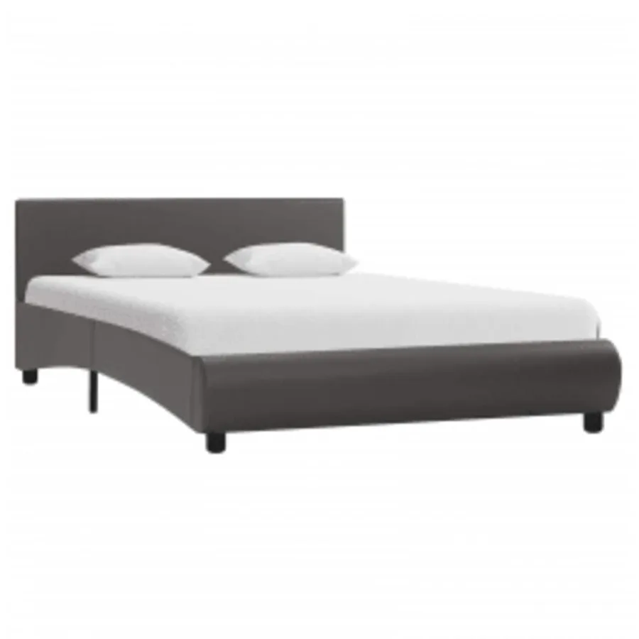 Cadre de lit avec LED sans matelas gris similicuir 140x200 cm - 2