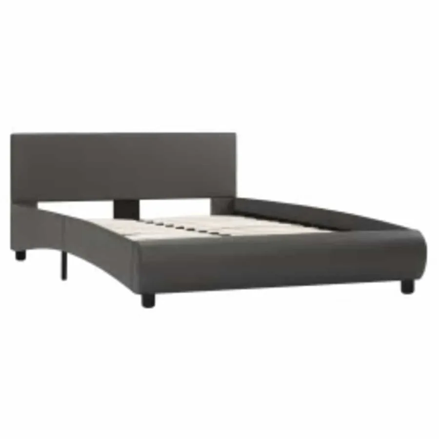 Cadre de lit avec LED sans matelas gris similicuir 140x200 cm - 3