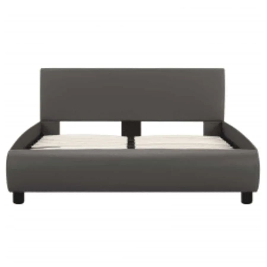 Cadre de lit avec LED sans matelas gris similicuir 140x200 cm - 4