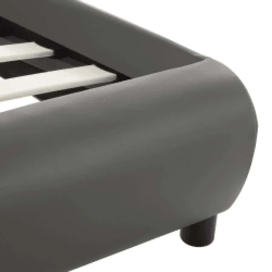Cadre de lit avec LED sans matelas gris similicuir 140x200 cm - 7