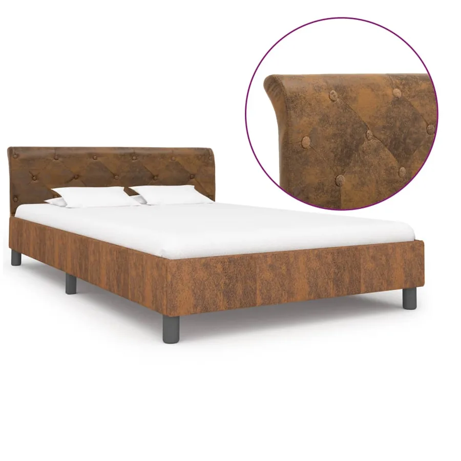 Cadre de lit Marron Similicuir daim 140 x 200 cm