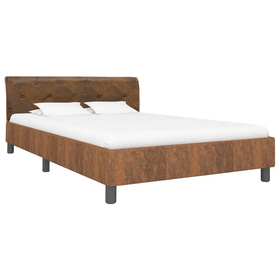 Cadre de lit Marron Similicuir daim 140 x 200 cm - 2