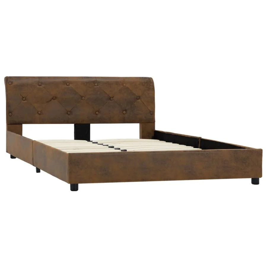 Cadre de lit Marron Similicuir daim 140 x 200 cm - 4