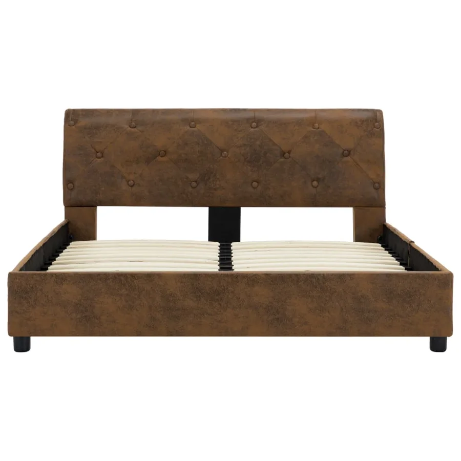Cadre de lit Marron Similicuir daim 140 x 200 cm - 5