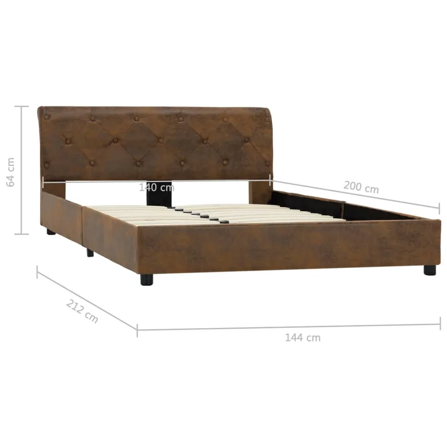 Cadre de lit Marron Similicuir daim 140 x 200 cm - 9
