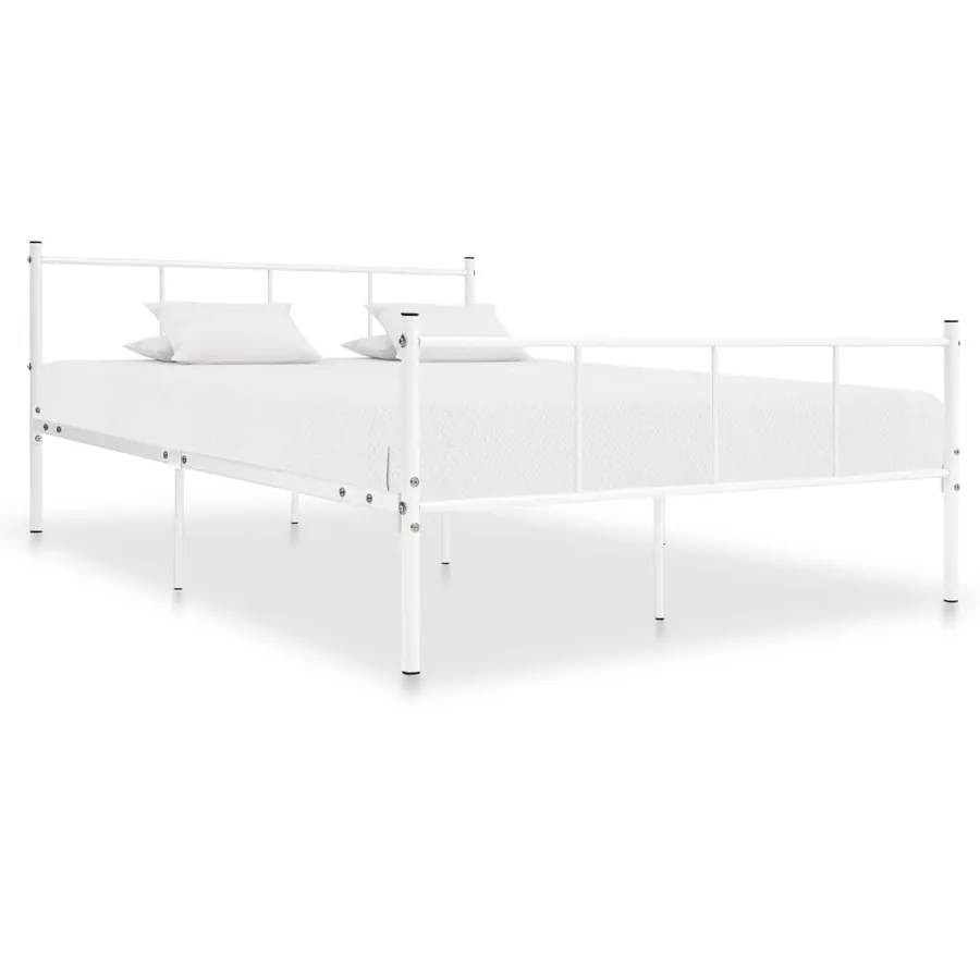 Cadre de lit sans matelas blanc métal 120x200 cm